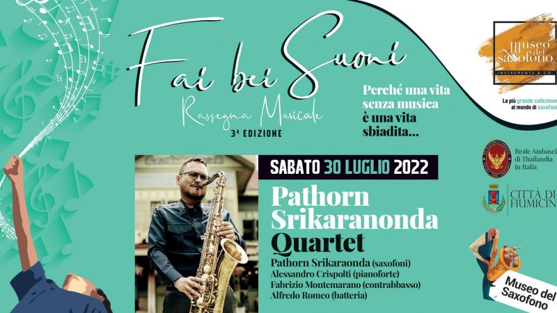 FAI BEI SUONI chiude la sua terza edizione con lo swing di Pathorn Srikaranonda Quartet (Museo del Saxofono, 30 luglio)